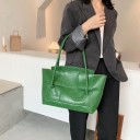 Ladies' Large Shoulder Bag in Artificial Leather Shopper with Knitted Pattern on the Front Long Handles Glossy Finish 46.5 x 29 x 12 cm 6