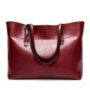 Ladies' Large Shoulder Bag Shopper Glossy Synthetic Leather Long Handles with Buckles Zip Closure Rear Pocket 38 x 13 x 27 cm 5