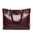 Ladies' Large Shoulder Bag Shopper Glossy Synthetic Leather Long Handles with Buckles Zip Closure Rear Pocket 38 x 13 x 27 cm 7