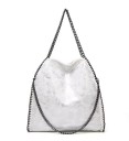 Ladies' Large Shoulder Bag with Chain Handles Soft Spacious Bag with Metal Chain Trim PU Leather 40 x 38 x 12 cm 7