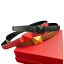 Ladies' Leather Belt 2.5 cm with Metal Pyramid Buckle Elegant Fashion Accessory for Trousers and Dresses Quality Craftsmanship Stylish Belt 1