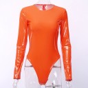Ladies' Leather Bodysuit with Long Sleeves B765 4