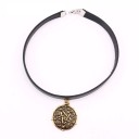 Ladies' Leather Choker Necklace with Pendant 4