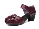 Ladies' Leather Court Shoes with Flower 1