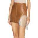 Ladies' Leather Mini Skirt with Fringes 6