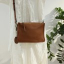 Ladies' Leather Shoulder Bag and Crossbody Bag Two Zip Compartments Detachable Strap with Carabiners Grainy Texture Leather and Polyester 23 x 4