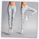 Ladies' Leggings with Cupcakes - Light Blue 7
