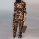 Ladies' Leopard Print Jumpsuit with Long Sleeves B869 1