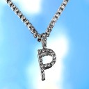 Ladies' Letter Necklace with Zirconia 16