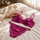 Ladies' Lingerie Set Bra with Underwire and Lace Trimmed Cups and Knickers with Lace Sides and Adjustable Straps 3