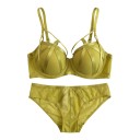 Ladies' Lingerie Set Bra with Underwire and Padded Cups with Decorative Straps and Sheer Mesh Knickers 1