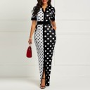 Ladies' Long Black and White Polka Dot Dress 6