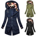 Ladies' Long Hoodie with Two-Way Zip and Hood Floral Lining of the Hood Fitted Cut Polyester with Nylon and Spandex 4