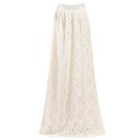 Ladies' Long Lace Skirt with Floral Pattern Wide Waist Maxi Length to Ankles Slightly Flared Cut Cotton and Polyester 2