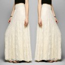 Ladies' Long Lace Skirt with Floral Pattern Wide Waist Maxi Length to Ankles Slightly Flared Cut Cotton and Polyester 4