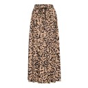 Ladies' Long Maxi Skirt with Leopard Print Gathered Flowing Cut to the Ankles Elasticated Waistband with Drawstring Polyester 3