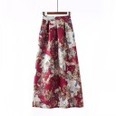 Ladies' Long Maxi Skirt with Pattern A-line Cut with Pleats High Wide Waistband Side Pockets Stretch Polyester and Elastane Blend 7