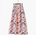 Ladies' Long Maxi Skirt with Pattern A-line Cut with Pleats High Wide Waistband Side Pockets Stretch Polyester and Elastane Blend 13