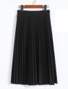 Ladies' Long Pleated Skirt with a Wide Elastic Waistband Dense Fine Pleats Polyester with Spandex Elegant and Comfortable Fit 1