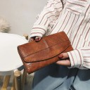 Ladies' Long Retro Wallet with Flap made of PU Synthetic Leather Vintage Look with Crumpled Surface Decorative Stitching Dimensions 19 x 10 x 6
