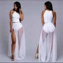 Ladies' Long Sheer Skirt with High Slit Lightweight Flowing Chiffon Made from Polyester Loose Maxi Cut with Length Down to the Ankles 2