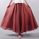 Ladies' Long Skirt Made from Cotton and Linen Wide Flowing Cut with Gathered Waist Lightweight Draping Fabric Wavy Hem Maxi Length to Ankle 2