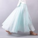 Ladies' Long Skirt Made from Cotton and Linen Wide Flowing Cut with Gathered Waist Lightweight Draping Fabric Wavy Hem Maxi Length to Ankle 13