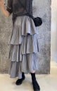 Ladies' Long Skirt with Layered Pleated Frills Asymmetrical Hem Polyester and Acetate For Everyday Wear and City Outings 4