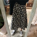 Ladies' Long Skirt with Tiny Daisy Print High Waist A-Line Cut Below Knee Length Flowing Polyester Fabric 4