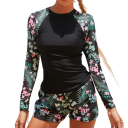 Ladies' Long Sleeve Tankini with Tropical Pattern Polyester Elastane Swim Set for Beach and Swimming 1
