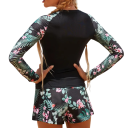 Ladies' Long Sleeve Tankini with Tropical Pattern Polyester Elastane Swim Set for Beach and Swimming 3