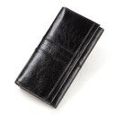 Ladies' Long Wallet in Genuine Leather with Flap 18 x 9.2 x 3.5 cm Glossy Surface with Wrinkled Texture Quilted Stripes Elegant Style 1