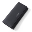 Ladies' Long Wallet Made of Artificial Leather Flap Covering the Entire Front Side Minimalist Appearance Small Decorative Inscription Size 1