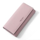 Ladies' Long Wallet Made of Artificial Leather Flap Covering the Entire Front Side Minimalist Appearance Small Decorative Inscription Size 2