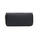 Ladies' Long Wallet Made of Artificial Leather with a Woven Pattern Zip Fastening Along the Edge Gold Zip Pull Rounded Corners 19 x 9.5 x 2.5 cm 2