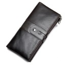 Ladies' long wallet made of genuine leather 19.2 x 10 x 2 cm Snap fastening Zip pockets Card slots Transparent window for identification 3