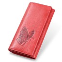 Ladies' long wallet made of genuine leather and polyester with a dark butterfly motif Distinctive surface pattern in vintage style 18.5 x 9 x 3 5
