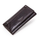 Ladies' Long Wallet Made of Genuine Leather with a Flap and a Zip Pocket for Coins on the Front Glossy Surface with Stitched Edges 19 x 10 4
