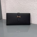 Ladies' Long Wallet Made of Leather and Polyester With Flap and Metal Buckle Textured Surface Slim Shape Elegant Accessory for Handbag 1