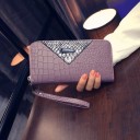 Ladies' Long Wallet made of PU Leather Crocodile Embossing Decorative Band with Snake Skin Pattern Zip Around Wrist Strap Dimensions 20 x 3