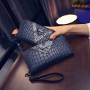 Ladies' Long Wallet made of PU Leather Crocodile Embossing Decorative Band with Snake Skin Pattern Zip Around Wrist Strap Dimensions 20 x 10
