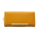 Ladies' Long Wallet made of PU Leather with Flap and Gold Metal Strip Document Window Card Slots Zip Pendant 19 x 9.5 x 3.5 cm 6