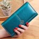 Ladies' Long Wallet made of PU Leather with Metal Ornament Document Window Card Slots and Zip Pocket Dimensions 19 x 9.5 x 3 cm 3