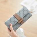 Ladies' Long Wallet with Flap and Buckle Strap in Contrasting Shade Embossed Floral Pattern Artificial PU Leather 19 x 9.5 x 2.3 cm 5