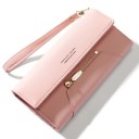Ladies' Long Wallet with Flap and Wrist Strap Gold-Coloured Zip on the Front Two-Tone Appearance Artificial Leather and Polyester Dimensions 2
