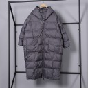 Ladies' Long Winter Coat with Hood Loose Quilted Fit Full-Length Zip Two Large Pockets Cotton and Polyester For Cold Weather 2