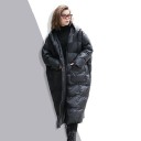 Ladies' Long Winter Coat with Hood Loose Quilted Fit Full-Length Zip Two Large Pockets Cotton and Polyester For Cold Weather 3