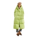 Ladies' Long Winter Down Jacket with Hood, Quilted, Knee-Length with Horizontal Stitching and Straight Cut 11