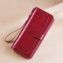 Ladies' Long Zip Wallet in Artificial Leather with Wrist Strap Glossy Surface Contrasting Stitching Front Strap Dimensions 19 x 9 x 4 cm 2