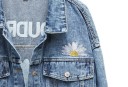 Ladies' Loose-Fitting Denim Jacket with Embroidered Daisy on the Chest and Large Flower Motif with Writing on the Back, Breast Pockets 5